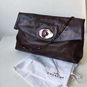 Coach Leather Brown/Burgundy Clutch / Shoulder Bag